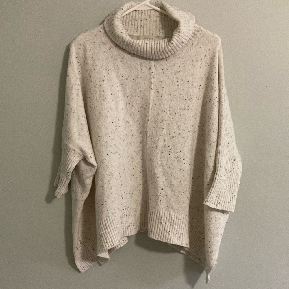LOFT Speckled Cream Cowl Neck Sweater